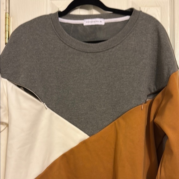 NWT Movemoma Colorblock Nusing Sweatshirt - Gray, White, and Brown - Picture 4 of 9